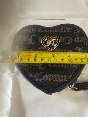 Juicy Couture Black Heart Coin Pouch with Gold JC Emblem